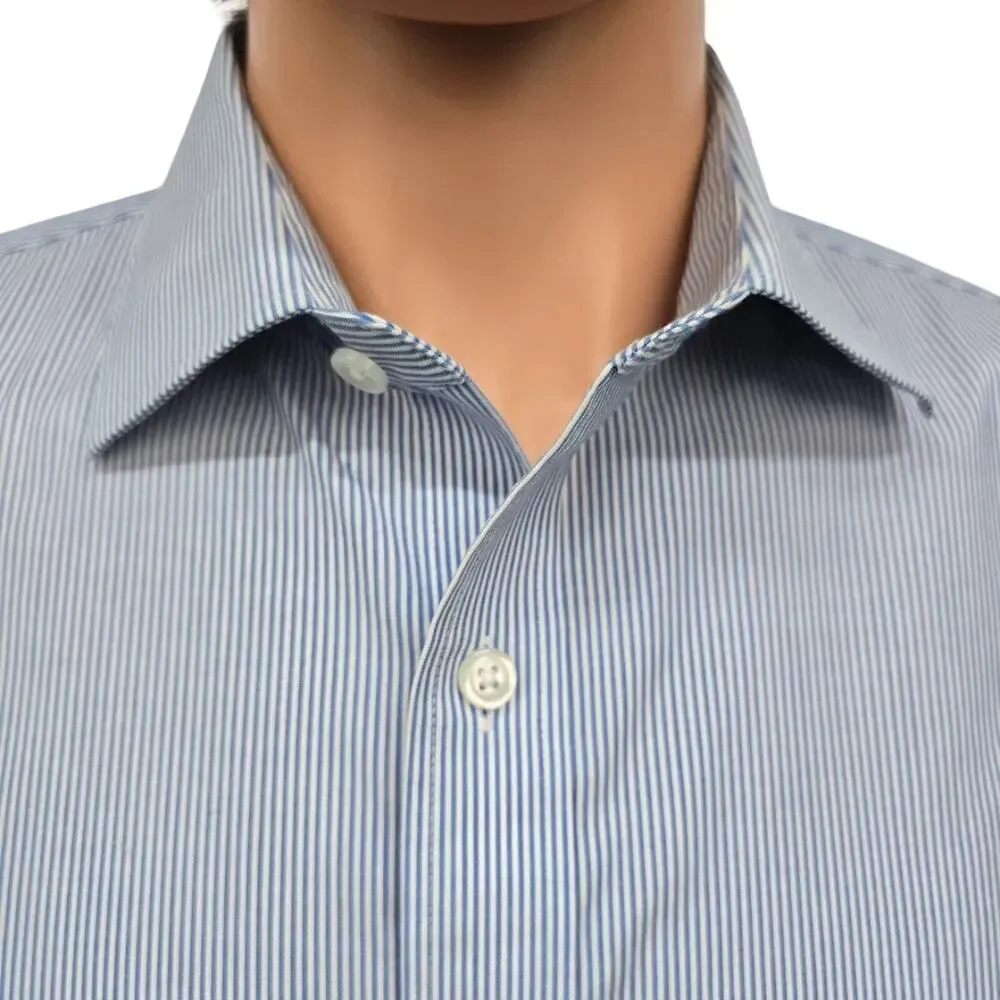 J. Crew Ludlow Dress Shirt Slim Fit Men 16.5 36 Stretch Blue White Striped
